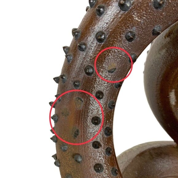 Octopus Tentacle-Style Raku Pottery Sculpture Spiked Texture Jellyfish Signature - Picture 5 of 6